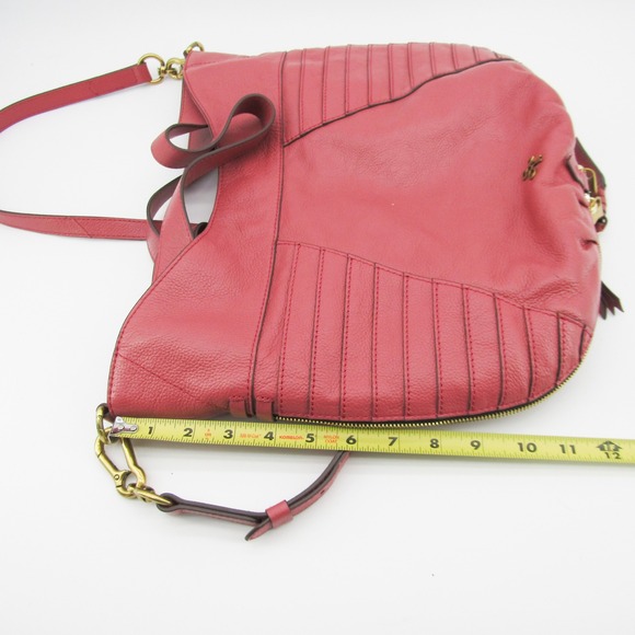 Oryany Leather Hobo Shoulder Bag Tassel Pink Convertible Crossbody Large - Picture 9 of 12